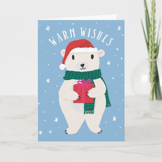 Warme Wünsche Beary Frohe Weihnachtskarte Karte (Vorderseite)