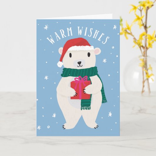 Warme Wünsche Beary Frohe Weihnachtskarte Karte (Gelbe Blume)