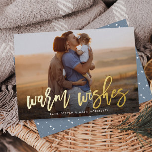 Warme Wünsche Brush Letters Foto Folien Feiertagskarte
