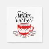 Warme Wünsche Cup heißer Kaffee Cocoa Weihnachtssc Serviette (Vorderseite)