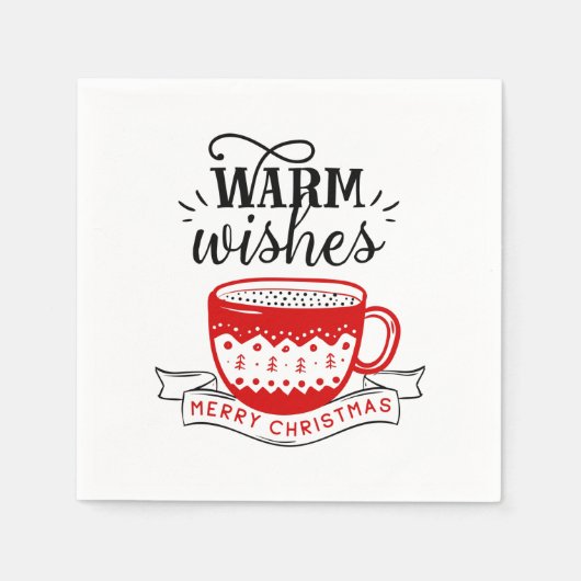 Warme Wünsche Cup heißer Kaffee Cocoa Weihnachtssc Serviette (Vorderseite)