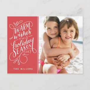 Warme Wünsche dieser Feiertagshandschrift mit 1 Fo Feiertagspostkarte