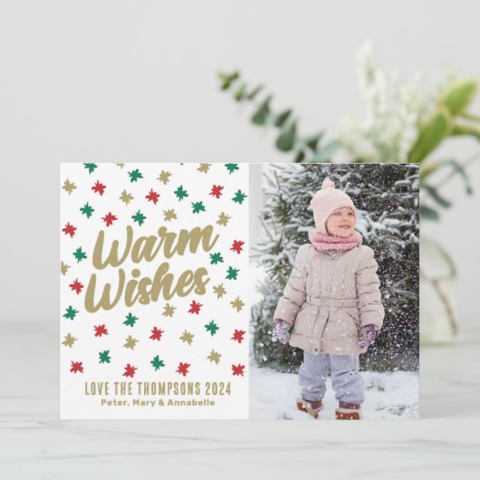 Warme Wünsche Feiertagskarte (Stehend Vorderseite)