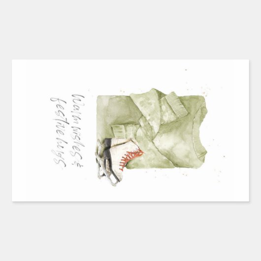 Warme Wünsche & festliche Umarmungen Wasserfarbe Rechteckiger Aufkleber (Vorderseite)