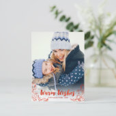 Warme Wünsche Foliage Red Script Foto Weihnachten Postkarte (Stehend Vorderseite)