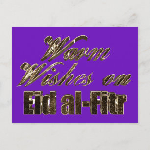 Warme Wünsche für Lila Goldtypografie von Eid al-F Postkarte