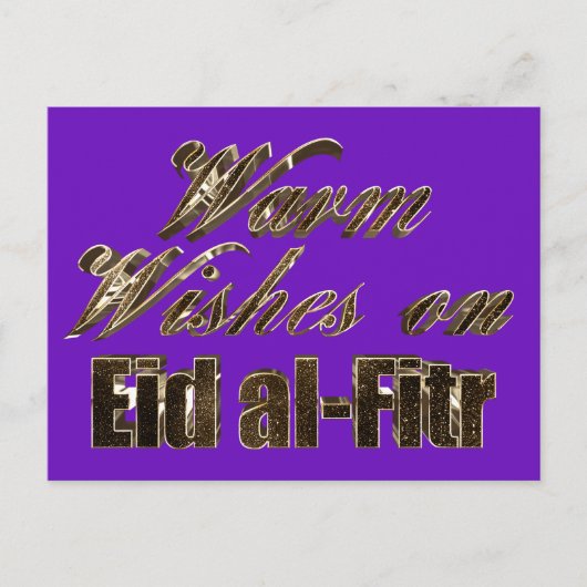 Warme Wünsche für Lila Goldtypografie von Eid al-F Postkarte (Vorderseite)