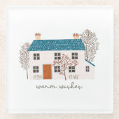 Warme Wünsche gemütliche Feiertage Zuhause Weihnac Glasuntersetzer (Vorderseite)