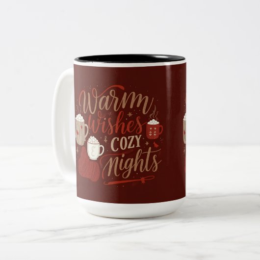 Warme Wünsche & gemütliche Nächte - Feiern Sie den Zweifarbige Tasse (Vorderseite Links)