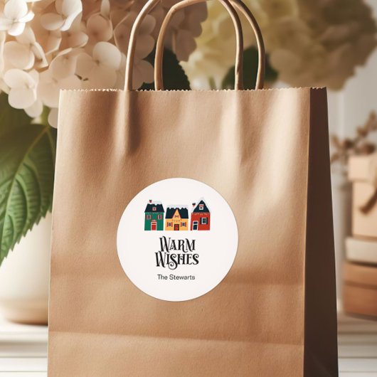 Warme Wünsche Geschenk Tag, Feriendorf Runder Aufkleber