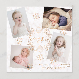 Warme Wünsche Gold Snowflakes Blush Marmor 4 Fotos Einladung
