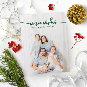 Warme Wünsche Grüne Schrift Einzigartiges Foto Wei Postkarte