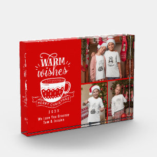 Warme Wünsche Heiße Tasse Kakao Rot Weiß Fotocolla Fotoblock