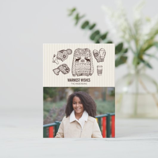Warme Wünsche Holiday Essentials Foto Postkarte (Stehend Vorderseite)