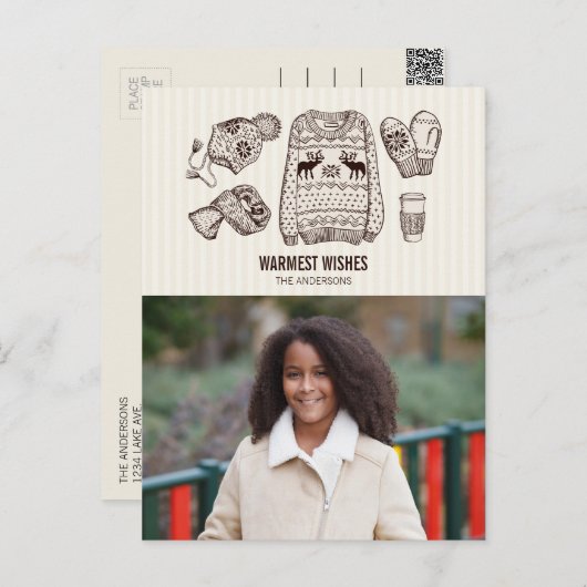 Warme Wünsche Holiday Essentials Foto Postkarte (Vorne/Hinten)