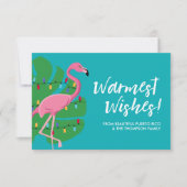 Warme Wünsche Holiday Flamingo Blue Custom Foto Karte (Vorderseite)