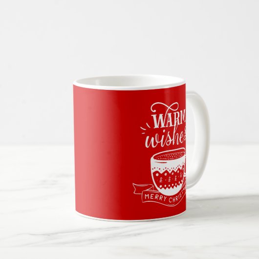 Warme Wünsche Hot Cup Kaffee Cocoa Xmas Red White Kaffeetasse (VorderseiteRechts)
