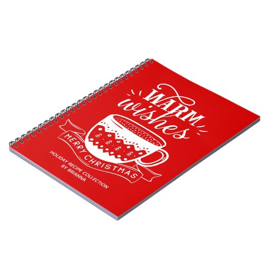 Warme Wünsche Hot-Cup Kaffee Kakao rot Weiß Custom Notizblock (Linke Seite)