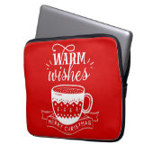 Warme Wünsche Hot Cup Kaffee Kakao rot Weiß Laptopschutzhülle (Vorderseite Links)