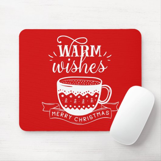 Warme Wünsche Hot Cup Kaffee Kakao rot weißes Lapt Mousepad (Mit Mouse)