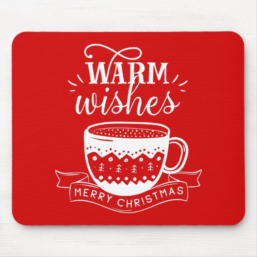 Warme Wünsche Hot Cup Kaffee Kakao rot weißes Lapt Mousepad (Vorne)