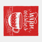 Warme Wünsche Hot Cup Kaffee Kakao Rote weiße Bann Fleecedecke (Vorderseite (Horizontal))