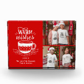 Warme Wünsche Hot Cup Kakao rot Weißes Foto Collag (Vorderseite)