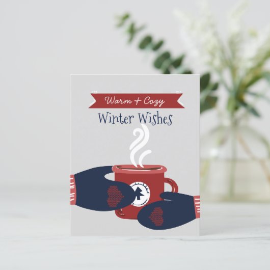 Warme Wünsche Kaffee Weihnachtskarte (Stehend Vorderseite)