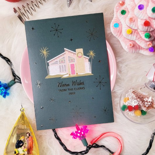 Warme Wünsche Mittelalter Pink House Weihnachten Folieneinladung