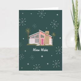 Warme Wünsche Mittelalter Pink House Weihnachtsfei Feiertagskarte