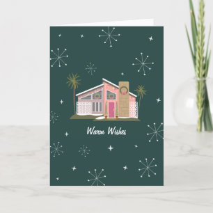 Warme Wünsche Mittelalter Pink House Weihnachtsfei Feiertagskarte