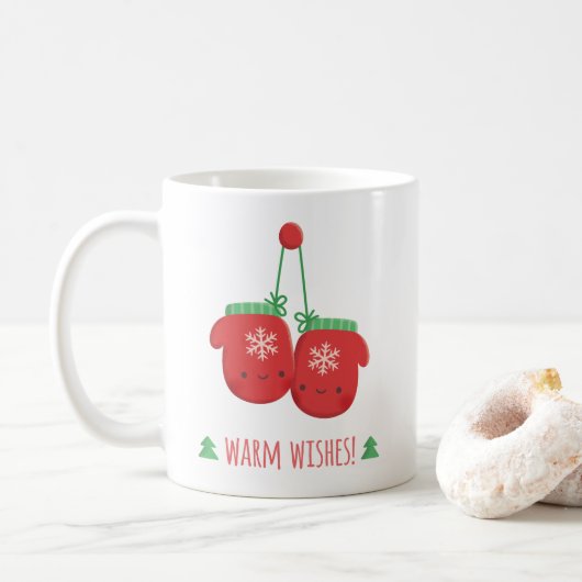 Warme Wünsche Niedliche Weihnachtsschneeflocken Mi Kaffeetasse (Mit Donut)