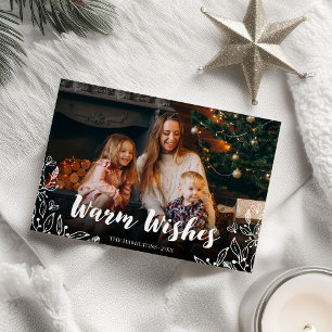 Warme Wünsche Niedlichen Winter Foliage Foto Weihn Einladung