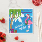 Warme Wünsche Palmen Bäume Flamingo Strand Weihnac Serviette (Beispiel)
