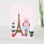Warme Wünsche Paris Eiffel Tower Pink Weihnachten (Rückseite)