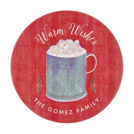 Warme Wünsche Peppermint Hot Cocoa Schneidebrett (Vorderseite)