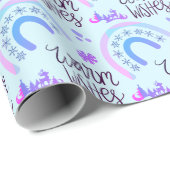 Warme Wünsche Pink & Blue Weihnachtsraenbows Geschenkpapier (Rolleneckpunkt)
