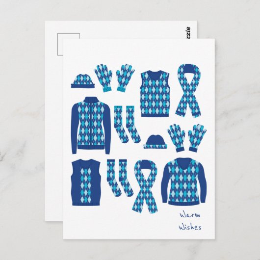 Warme Wünsche Raute Muster Elemente Postkarte - Bl (Vorne/Hinten)