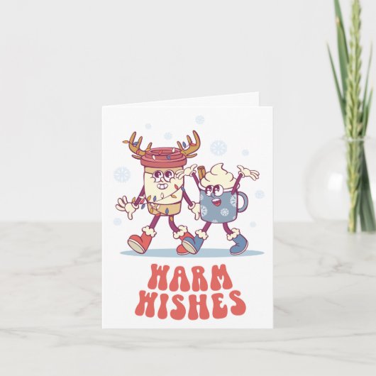 Warme Wünsche: Retro Groovy Holiday Card Karte (Vorderseite)