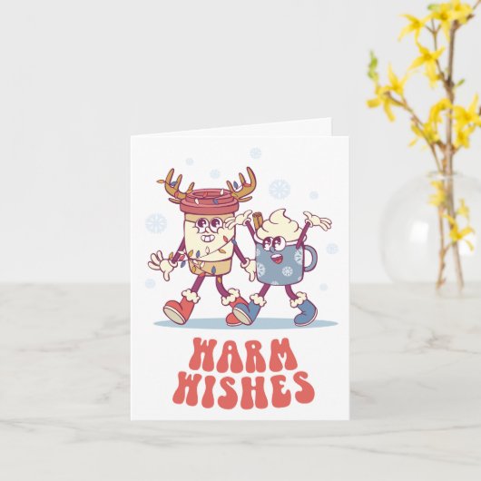 Warme Wünsche: Retro Groovy Holiday Card Karte (Gelbe Blume)