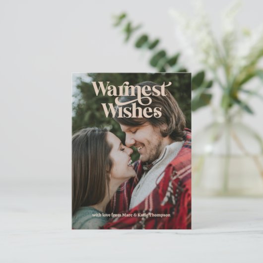 Warme Wünsche Retro-Typ Postkarte (Stehend Vorderseite)