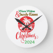 Warme Wünsche & Sandy Kisses - Weihnachten 2024 Runde Wanduhr (Vorderseite)