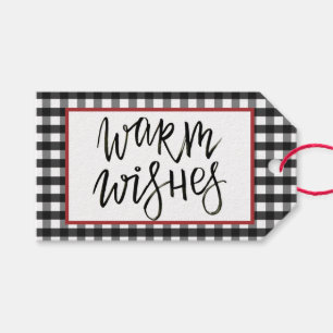 Warme Wünsche Schwarz-Weiß Buffalo Karierte Gesche Geschenkanhänger