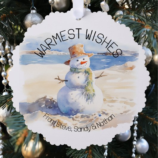 Warme Wünsche Snowman Beach Sand Ornament Karte