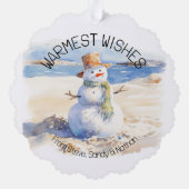 Warme Wünsche Snowman Beach Sand Ornament Karte (Rückseite)