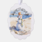 Warme Wünsche Snowman Beach Sand Ornament Karte (Links)