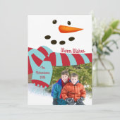 Warme Wünsche, Snowman-Fotokarte Einladung (Stehend Vorderseite)