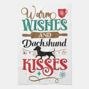 Warme Wünsche und Dackel Kisses Geschirrtuch