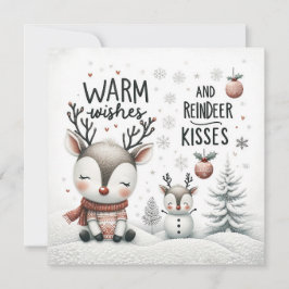 Warme Wünsche und Rentierküsse Grußkarte Feiertagskarte