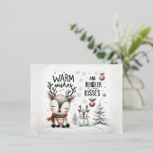 Warme Wünsche und Rentierküsse Postkarte (Stehend vorne)